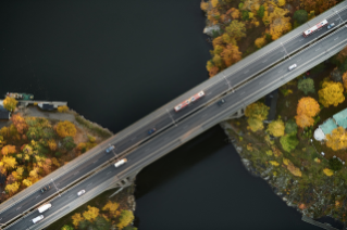 Aerial view of bridge over water